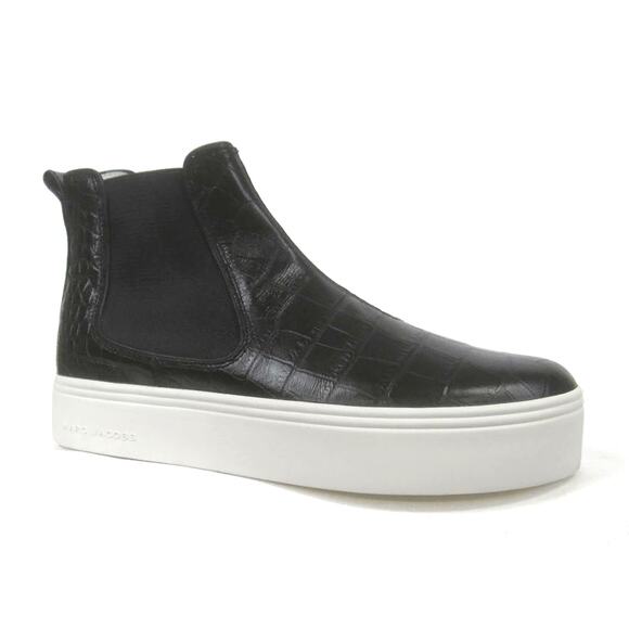 Marc Jacobs Vesey Tennis Shoe 41 EU 11 US New $250 Black Leather Hi-Top Sneaker - Picture 3 of 11